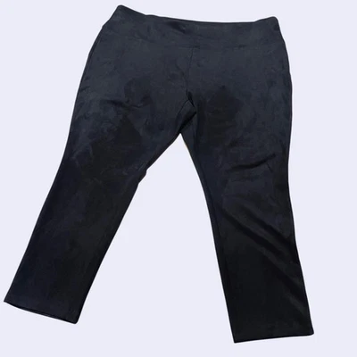Slim-sation Black Velvet Faux Suede Cropped Leggings Plus Size 3X - Image 1 of 4