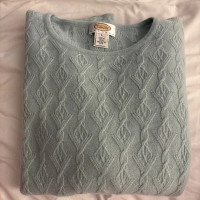 Suéter para mujer Talbots 100 % cachemir verde menta estampado manga larga talla L P Foto 1 de 4