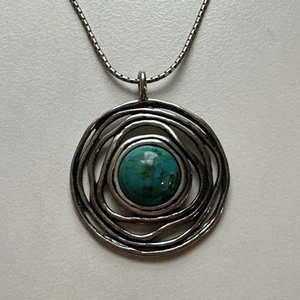 Shablool Didae Israel sterling silver Turquoise Stone necklace Pendant Charm - Picture 1 of 5