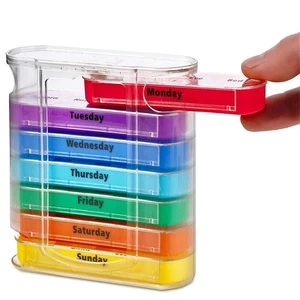 Times a Day Splitters Weekly Pillbox Pill Organizer Pill Holder 7 Days Pill Box - Picture 1 of 6