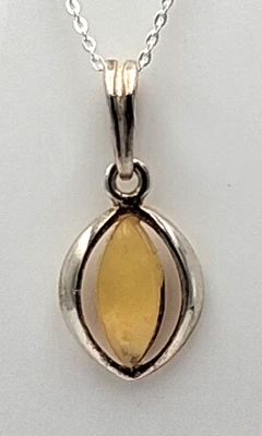 Pendente In Ambra 925 Argento Design Gioiello Ambra - Immagine 1 di 4