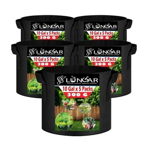 Plant Grow Bags - 10 Gallon 5 Packs Planter Pot, Thickest Aeration 300G - Picture 1 of 6