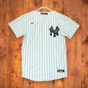 Nike New York Yankees Jersey Men's XL White Pinstripe MLB Baseball Button - Picture 1 of 5