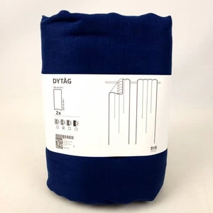 IKEA DYTÅG Blue Curtains 2 Panels Linen 57x98" New 005.524.97 Drapes Modern - Picture 1 of 6