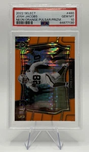 Panini Select Field Level 2022 Josh Jacobs #480 Orange Pulsar/7 PSA 10 - Imagen 1 de 2