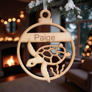 PERSONALISED TURTLE CHRISTMAS BAUBLE ORNAMENT | ENGRAVED| DECORATION | XMAS | CU - Picture 1 of 1