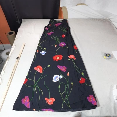 Vestido Cottage Core Para Mujer 10 Negro Floral Maxi Coldwater Creek Vintage Pradera Foto 1 de 4