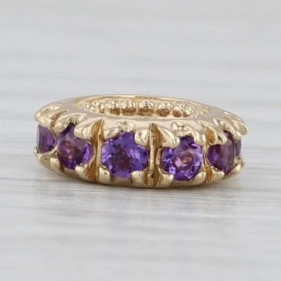 小号 0.30 克拉紫水晶珠间隔小饰品 14k 黄金幻灯片圆形 — 第 1/4 张图片