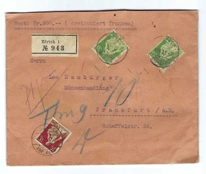 from SWITZERLAND to GERMANY LETTER COVER VALUABLE WERT 1921 - Picture 1 of 2