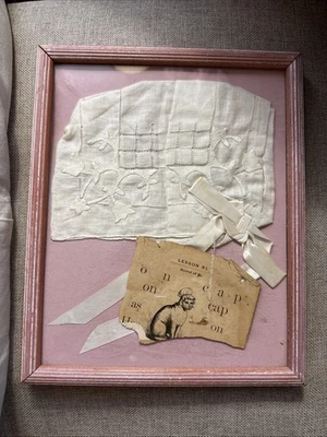 Gorro Bebé Algodón Apliques Corte Trabajo Efímero Vintage Encaje Guardería Rosa Decoración Foto 1 de 4