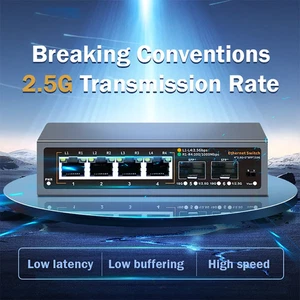 2.5Gbps Network Switch 4+2 Port 2500Mbps Ethernet Switcher 2 Port 10G SFP+ Slot - Picture 1 of 8