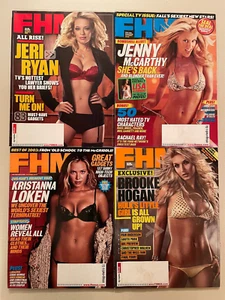 (4) FHM Magazine LOT J.McCarthy, Jeri Ryan OCT/DEC 2003, NOV/DEC 2006 No Labels! - Picture 1 of 2