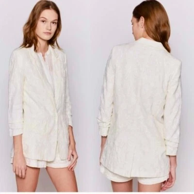 ¡¡NUEVO CON ETIQUETAS!! Chaqueta Blazer JOIE Loralee Lino Floral Bordado Bolsillos Forrada Talla 00 Foto 1 de 4