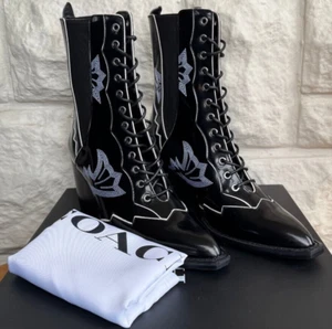 BNIB, COACH NEW YORK BLACK 'LU BTE WSTRN SPAZ' BOOT - U.K. SIZE 4. RRP £495 - Picture 1 of 14