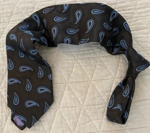 XMI Hand Made in USA Jacquard Paisley Print Silk Tie in Brown Blue Black - Picture 1 of 5