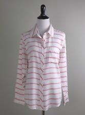 ANTHROPOLOGIE $158 Rails Red Striped White Front Pocket Shirt Top Size XS