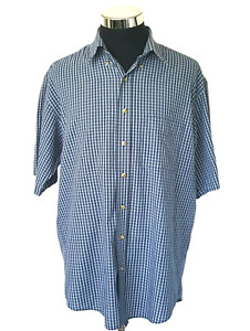 Arrow Men's Shirt LT Casual Work Blue Small Plaid Button Front Button Cotton