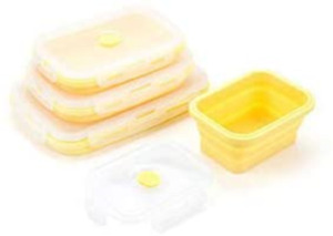 Silicone Food Storage Containers- with BPA Free Airtight Plastic Lids - Set of 4