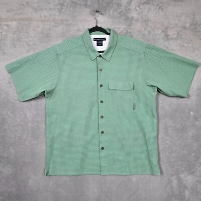Exofficio Shirt Mens Large Green Seersucker textured Outdoor S/S Pocket vented - Image 1 of 4