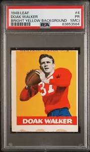 1948 LEAF FOOTBALL ROOKIE CARD #4 DOAK WALKER HOF PSA 1 PR NM CORNERS NO CREASES - Picture 1 of 2