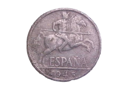 1945 Espanha Diez Centimos KM# 766 - Boa moeda de colecionador Circ! -c1890xux - Imagem 1 de 2