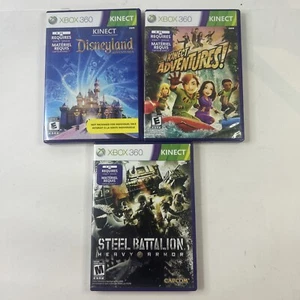 XBOX 360 Kinect 3 Game Lot - Kinect Adventures, Disneyland, Steel Battalion CIB - Picture 1 of 16