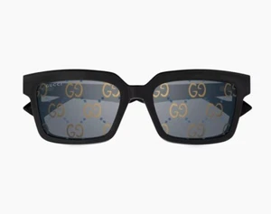 Gucci GG1543S 001 Schwarz Grau Logo Clip-On Rechteckig Herren Sonnenbrille Rxable - Bild 1 von 6