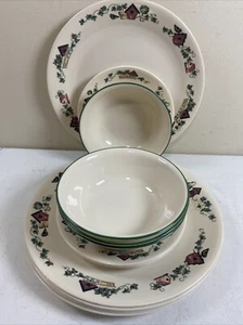 14Pc Corelle GARDEN HOME Birdhouse 6 Dinner Plates 4 Bread Plates 4 Cereal Bowls - Picture 1 of 16
