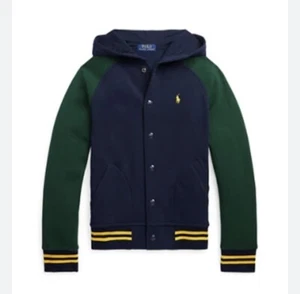 NWT Polo Ralph Lauren Boys Fleece Hooded Colorblock Baseball Jacket In Blue S 8 - Picture 1 of 10