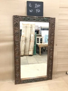 Large Vintage Antique Handcrafted Indian Carved Mirror Frame - Picture 1 of 4