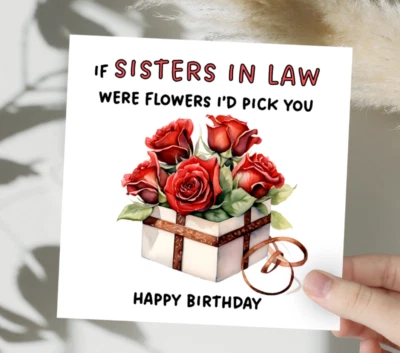 LAUGHING LEMON PRINTS Cute Birthday Card For Sister in law Floral Flowers Bouquet Sweet In Laws /RK
