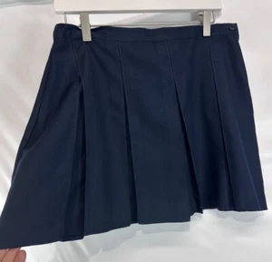Lands End Navy Blue Pleated Varsity Style Short A Line School Uniform Skirt 10 - Picture 1 of 5