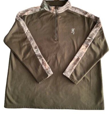Browning Hunter Green with Camouflage collar/stripe sleeve Pullover  - Image 1 of 4