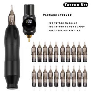 Kit de bolígrafo de tatuaje inalámbrico RCA máquina de tatuaje batería 20 piezas aguja de tatuaje - Imagen 1 de 14