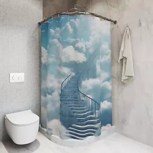 Dreamy Cloud Staircase Shower Curtain, Bathroom Decor, Bohemian Style, Gift for - Picture 1 of 6