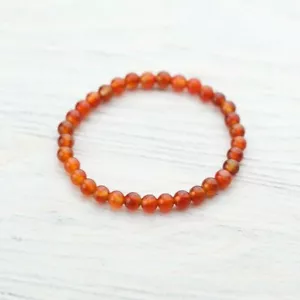 4mm Red Carnelian Beaded Bracelet Natural Healing Gemstone Dainty Women Gifts - Picture 1 of 4