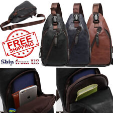 Men Fashion Leather Chest Backpack Shoulder Pocket Pack Cross Body Sling Bum Bag