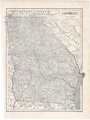 GEORGIA - Atlanta Savannah Augusta Macons 1911 Original Antique Map w Video - Image 1 of 2