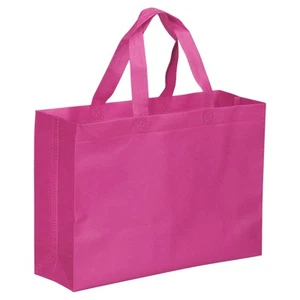 30x40cm Reusable Gift Bag, 10Pcs Horizontal Style Non-Woven, Rose Red - Picture 1 of 5