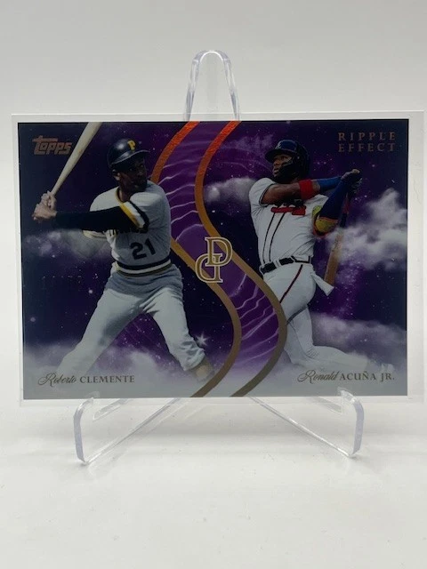 2024 DYNAMIC DUALS ROBERTO CLEMENTE RONALD ACUNA JR. AMETHYST RIPPLE #D 14/50 SP - Image 1 of 1