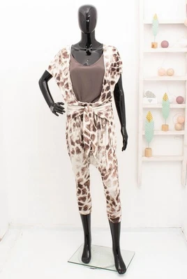 Macacão Just Cavalli estampa animal harém leopardo mistura de seda IT42 UK10 - Imagem 1 de 4