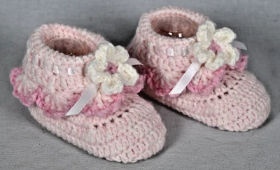 НОВЫЕ вязаные вручную пинетки для новорожденной девочки 4 дюйма - Изображение 1 из 4