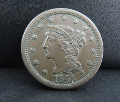 1845 High Grade Braided Hair Large Cent - Image 1 of 2