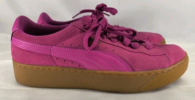 彪马 Vikky Platform 女式运动鞋 8.5 码粉色和棕色低帮 — 第 1/4 张图片