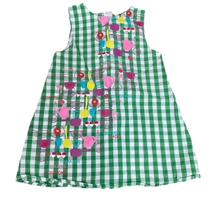 VTG Rare DPAM French Gingham Garden Veggie Print Pinafore Smock Retro Dress - Imagen 1 de 11