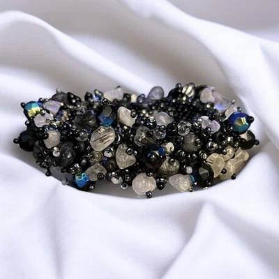 Pulsera de cristal checo con cuentas y cuarzo turmalatado Foto 1 de 4