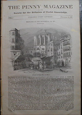 Barcelona Spain Scene Church Santa Maria 1837 London Zoo - Image 1 of 3