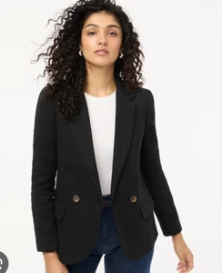 J.Crew $188 Petite Cotton Blend Textured Blazer Black Size P10 BZ019 - Picture 1 of 9