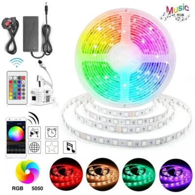 5m WiFi Alexa APP Controller LED Streifen RGB Wasserdicht 5050 SMD Stripe Trafo - Bild 1 von 4