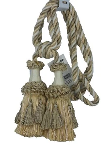 Conso 60366 I19 HUMMUS DARK SAND NATURAL Drapery 5.5" Tassel Tieback 30" Spread - Picture 1 of 2
